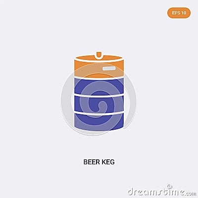 2 color Beer keg concept vector icon. isolated two color Beer keg vector sign symbol designed with blue and orange colors can be Vector Illustration