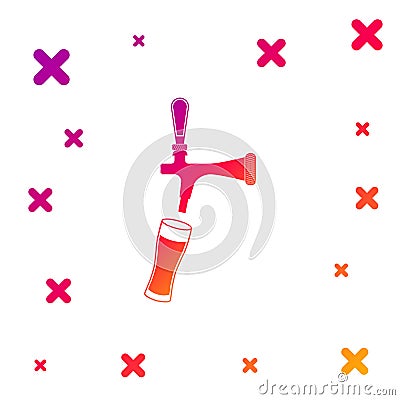 Color Beer tap with glass icon isolated on white background. Gradient random dynamic shapes. Vector Vector Illustration