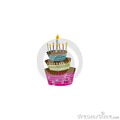 color big cake party with canddles icon Stock Photo