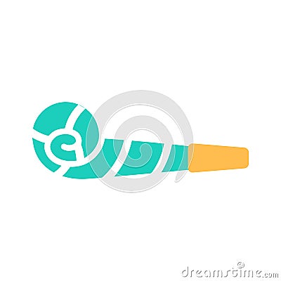 Color Birthday whistle flat icon isolated on white Vector Illustration