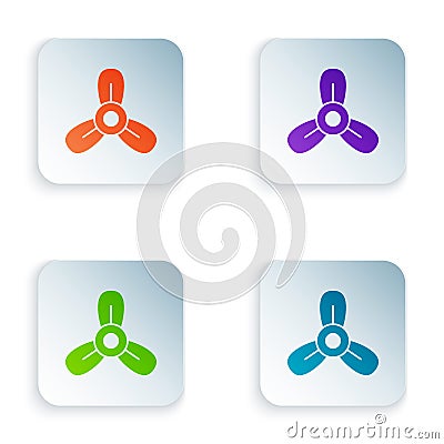 Color Boat propeller, turbine icon isolated on white background. Set colorful icons in square buttons. Vector Vector Illustration