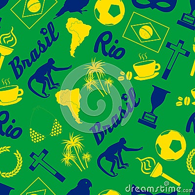 Color brazil icons and symbols seamless pattern eps10 Vector Illustration