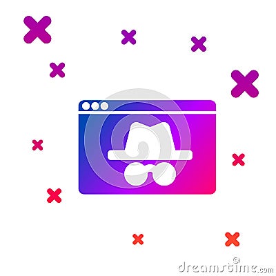 Color Browser incognito window icon isolated on white background. Gradient random dynamic shapes. Vector Vector Illustration