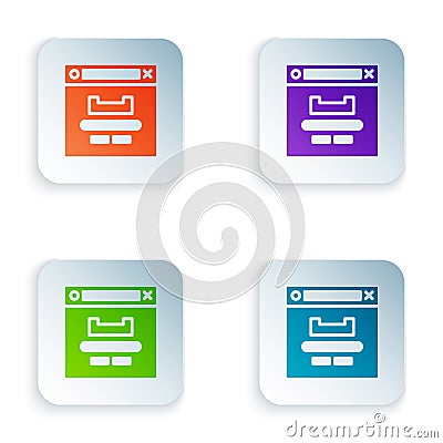 Color Browser window icon isolated on white background. Set colorful icons in square buttons. Vector Illustration Vector Illustration