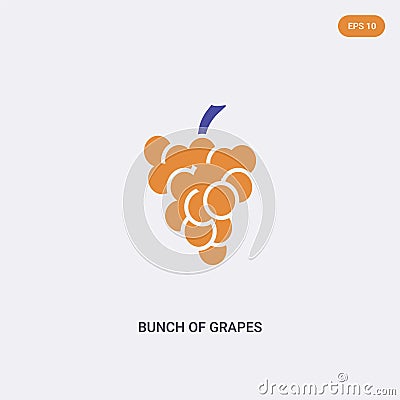 2 color Bunch of grapes concept vector icon. isolated two color Bunch of grapes vector sign symbol designed with blue and orange Vector Illustration