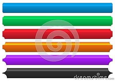 6 color button, banner element with different level of corner effect Vector Illustration