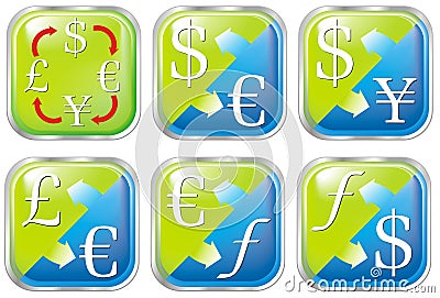 color button of currency exchange Vector Illustration