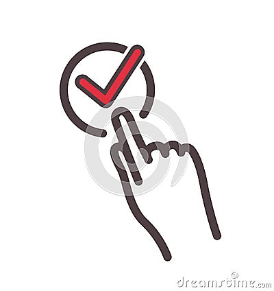 Color button with tick icon Vector Illustration