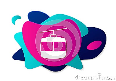 Color Cable car icon isolated on white background. Funicular sign. Abstract banner with liquid shapes. Vector Vector Illustration