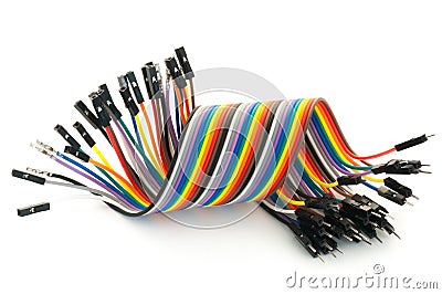 Color cable spiral on white background Stock Photo