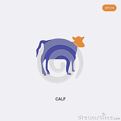 2 color Calf concept vector icon. isolated two color Calf vector sign symbol designed with blue and orange colors can be use for Vector Illustration