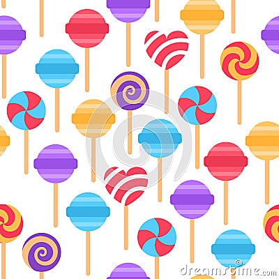 Color candy seamless pattern on white background. Vector Illustration