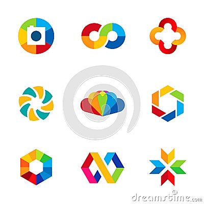 Color capture imagination limitless education share community logo icon set Stock Photo