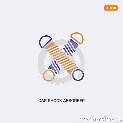 2 color Car shock absorber concept vector icon. isolated two color Car shock absorber vector sign symbol designed with blue and Vector Illustration