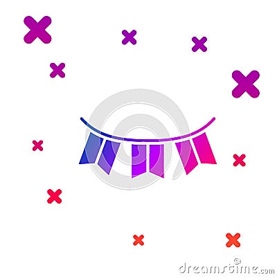 Color Carnival garland with flags icon isolated on white background. Party pennants for birthday celebration, festival Vector Illustration