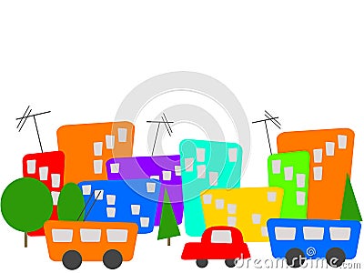 Color cartoon city Stock Photo