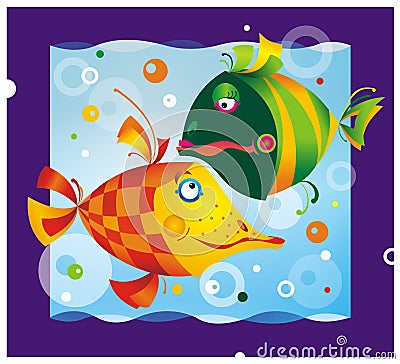 Color cartoon fish Stock Photo