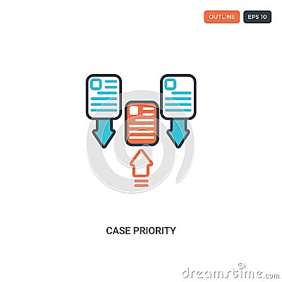 2 color Case Priority concept line vector icon. isolated two colored Case Priority outline icon with blue and red colors can be Vector Illustration