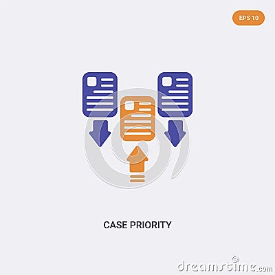 2 color Case Priority concept vector icon. isolated two color Case Priority vector sign symbol designed with blue and orange Vector Illustration
