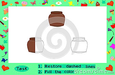 Color the Cattle, Restore dashed lines. Color the picture elements. Page to be color fragments. Vector Illustration