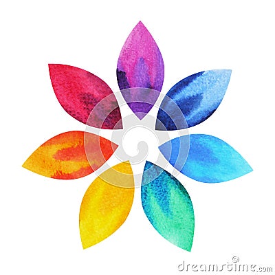 7 color of chakra sign symbol, colorful lotus flower icon Cartoon Illustration