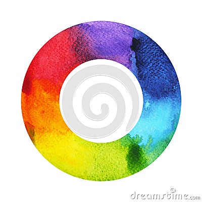 7 color of chakra symbol concept, round circle, watercolor painting Cartoon Illustration