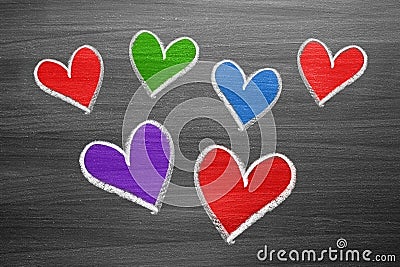 Color chalk heart shapes Stock Photo