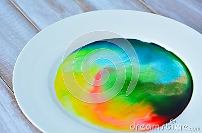 Color changing milk Stock Photo