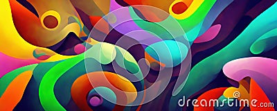 Color chaos art background psychedelic swirls wave Cartoon Illustration