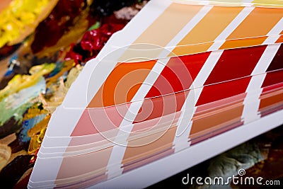 Color chart and artistic paint Stock Photo