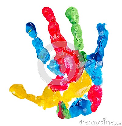 Color child hand print Stock Photo