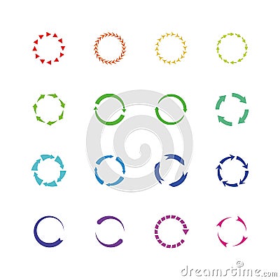 Color circle reload arrows vector icons. Round arrow elements Vector Illustration