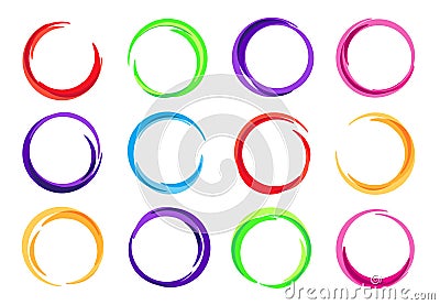 Color circles. Colorful round logo frame, circle swirl wave and vivid oval abstract swirling energy frames vector Vector Illustration