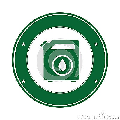 Color circular emblem with bio fuel container Vector Illustration