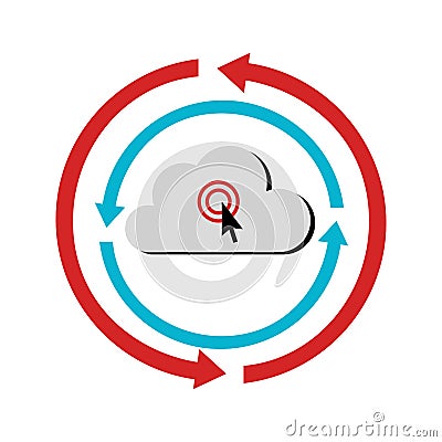 Color circular emblem with cloud service storage Vector Illustration