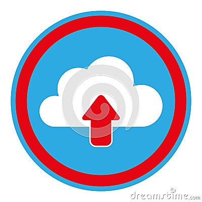Color circular emblem with cloud upload service Vector Illustration