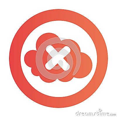 Color circular emblem with disable cloud service Vector Illustration