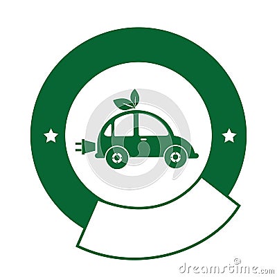 Color circular emblem with electric eco car Vector Illustration
