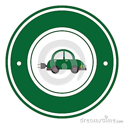 Color circular emblem with electric eco car Vector Illustration