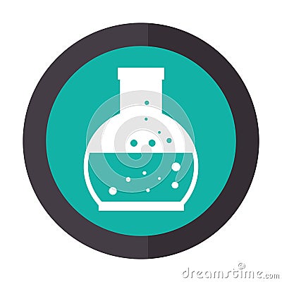 Color circular emblem with glass circular beaker for laboratory Vector Illustration