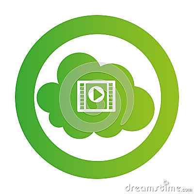 Color circular emblem with video cloud service Vector Illustration