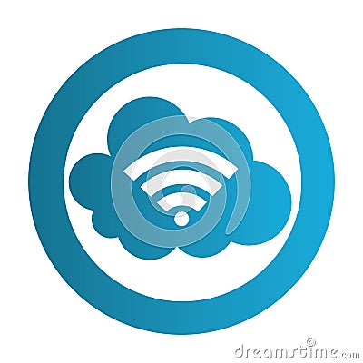 Color circular emblem with wifi cloud service Vector Illustration