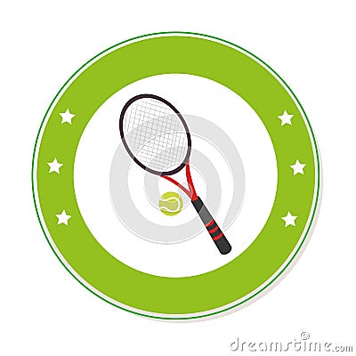Color circular frame with ball and tennis racket Vector Illustration