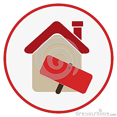 Color circular frame with house with notice of sale Vector Illustration