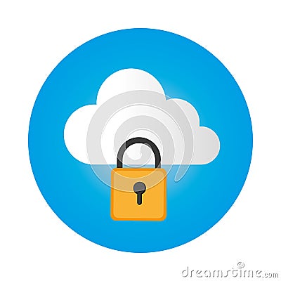 Color circular frame with secure padlock cloud service Vector Illustration