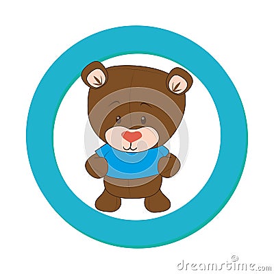 Color circular frame with teddy bear Vector Illustration