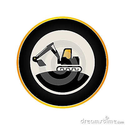 Color circular road sign with backhoe Vector Illustration