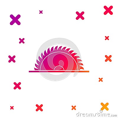 Color Circular saw blade icon isolated on white background. Saw wheel. Gradient random dynamic shapes. Vector Vector Illustration