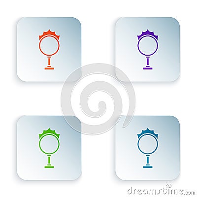 Color Circus fire hoop icon isolated on white background. Ring of fire flame. Round fiery frame. Set colorful icons in Vector Illustration