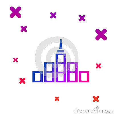 Color City landscape icon isolated on white background. Metropolis architecture panoramic landscape. Gradient random Vector Illustration